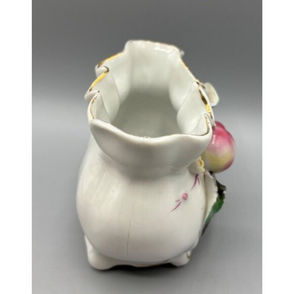 Vtg Japan Footed Dish Fruit‎ Creamer Vase Porcelain Gold Trim Decor - Picture 3 of 7